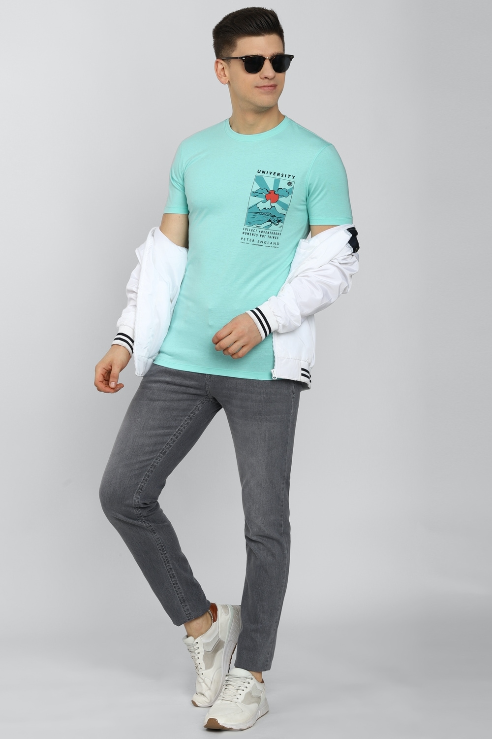 Men Green Graphic Print Round Crew Neck Crew Neck T-shirt